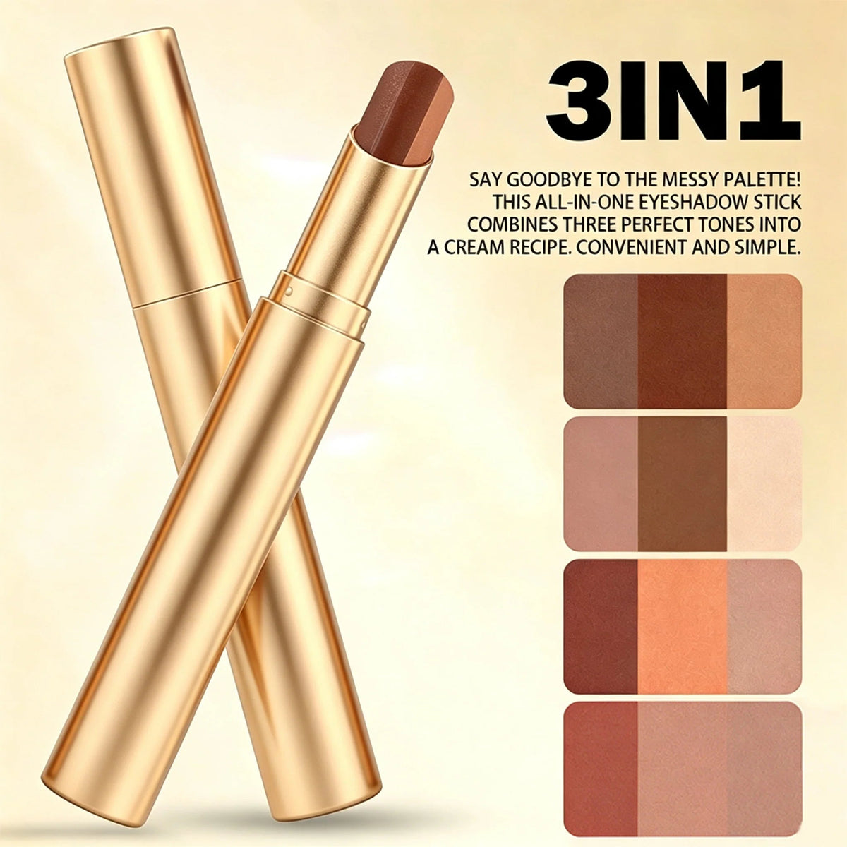 ✨ 3-in-1 Eyeshadow Stick – Waterproof Long-Wear Shimmer Eye Makeup