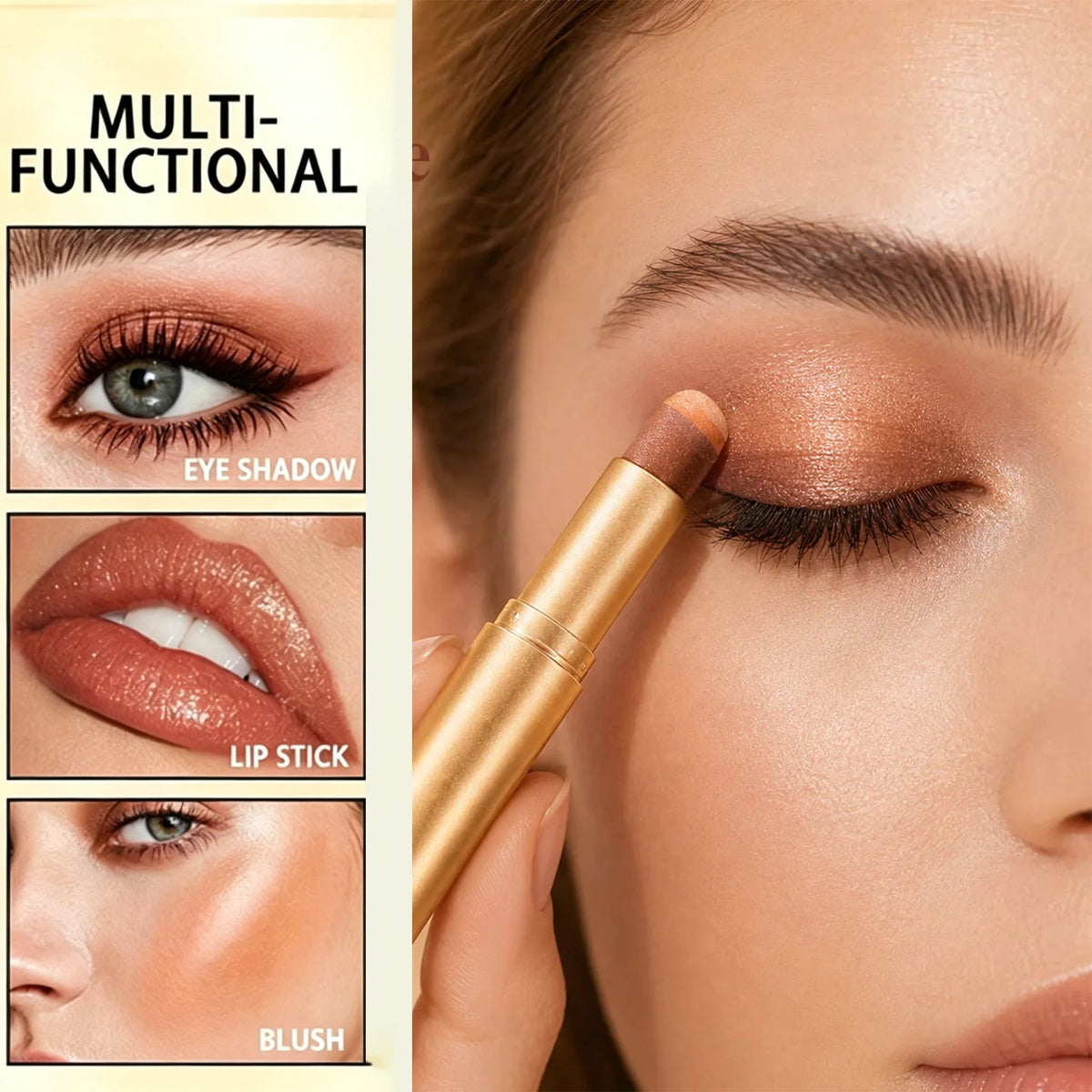 ✨ 3-in-1 Eyeshadow Stick – Waterproof Long-Wear Shimmer Eye Makeup