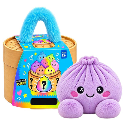 Rainbow Dumpling Plush Squishy with Bamboo-Style Steamer Basket – 8 Adorable Colors, Cute Stuffed Toy & Gift