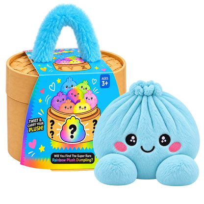 Rainbow Dumpling Plush Squishy with Bamboo-Style Steamer Basket – 8 Adorable Colors, Cute Stuffed Toy & Gift