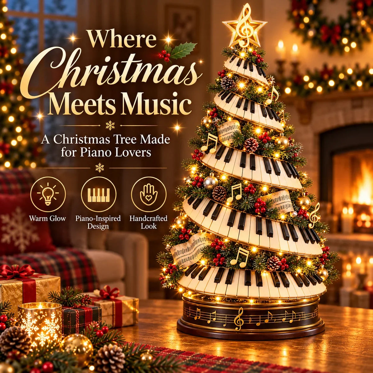 🎹✨Where Music Meets Christmas Magic – Glowing Piano Tree