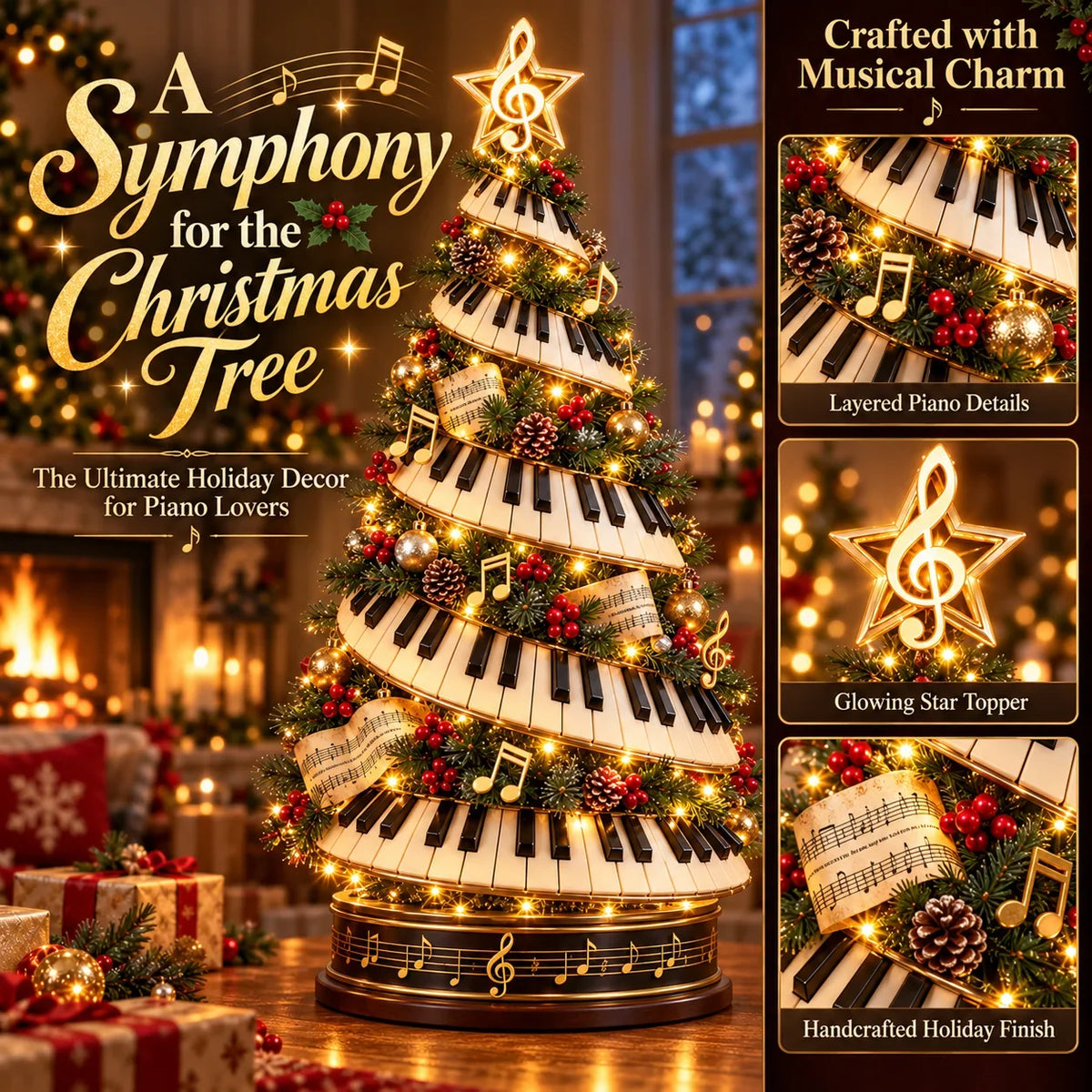 🎹✨Where Music Meets Christmas Magic – Glowing Piano Tree