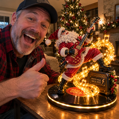 🎅🎸 Santa Rocks™ – Light-Up Rock 'n' Roll Santa Figurine | Glowing Christmas Guitar Decor & Unique Gift for Music Lovers 🎄🔥