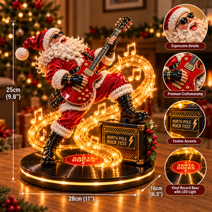 🎅🎸 Santa Rocks™ – Light-Up Rock 'n' Roll Santa Figurine | Glowing Christmas Guitar Decor & Unique Gift for Music Lovers 🎄🔥