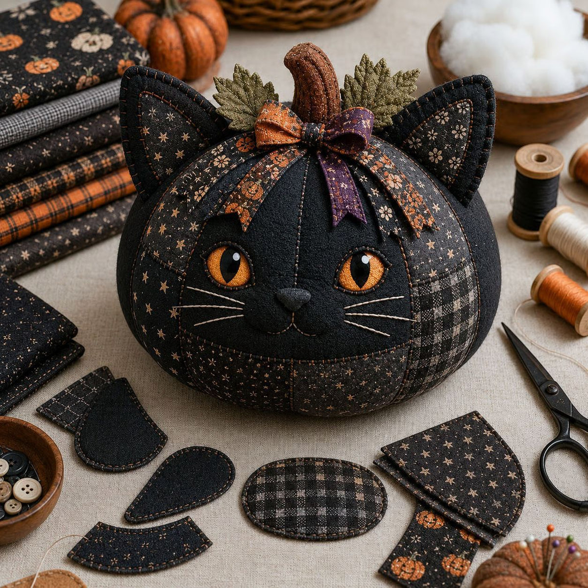 Whimsical Patchwork Pumpkin Friends DIY Sewing Kit – Beginner-Friendly Autumn Craft Set