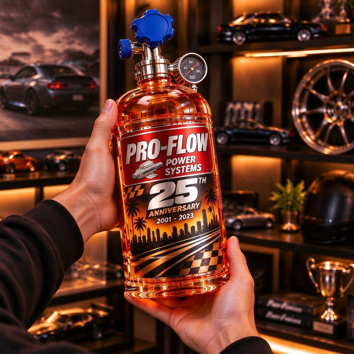 ⏳ Last Day 49% OFF – 25th Anniversary Street Racing Nitrous Tank Whiskey Decanter with Collector’s Box