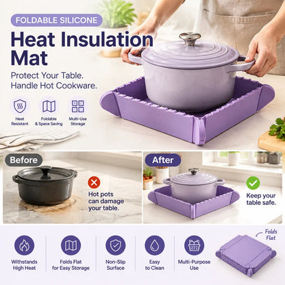🍳🧲MagnaFold™ 3-in-1 Magnetic Silicone Trivet – Hot Pad, Foldable Tray & Fridge Storage