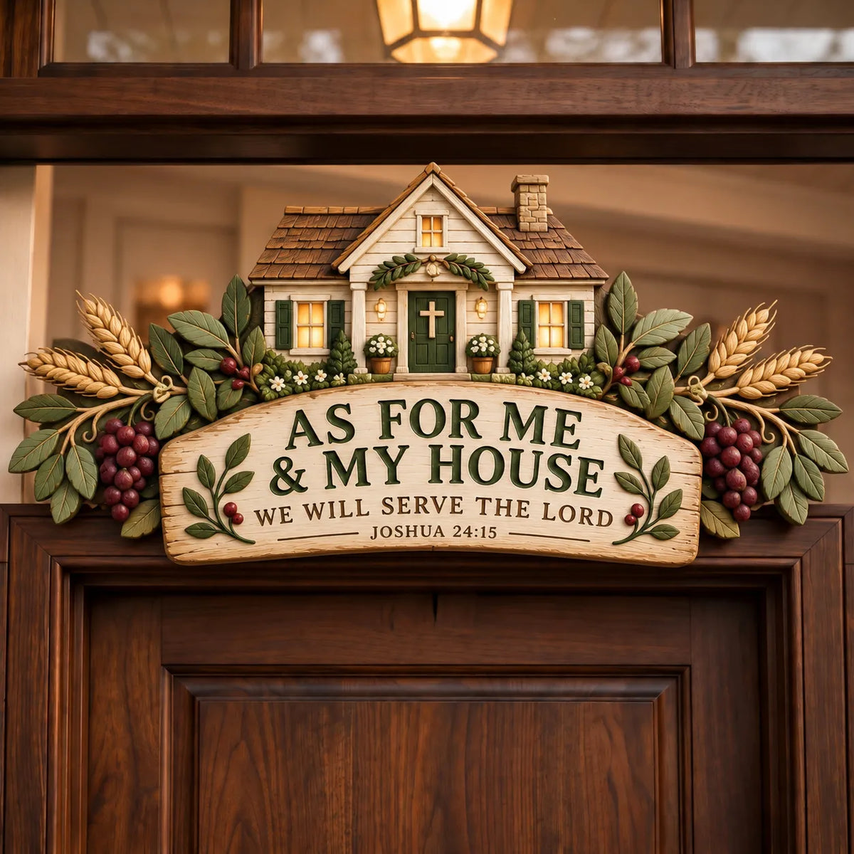 ✝️ Christian Faith & Blessings Door Topper – 6 Scripture-Inspired Farmhouse Doorway Decorations