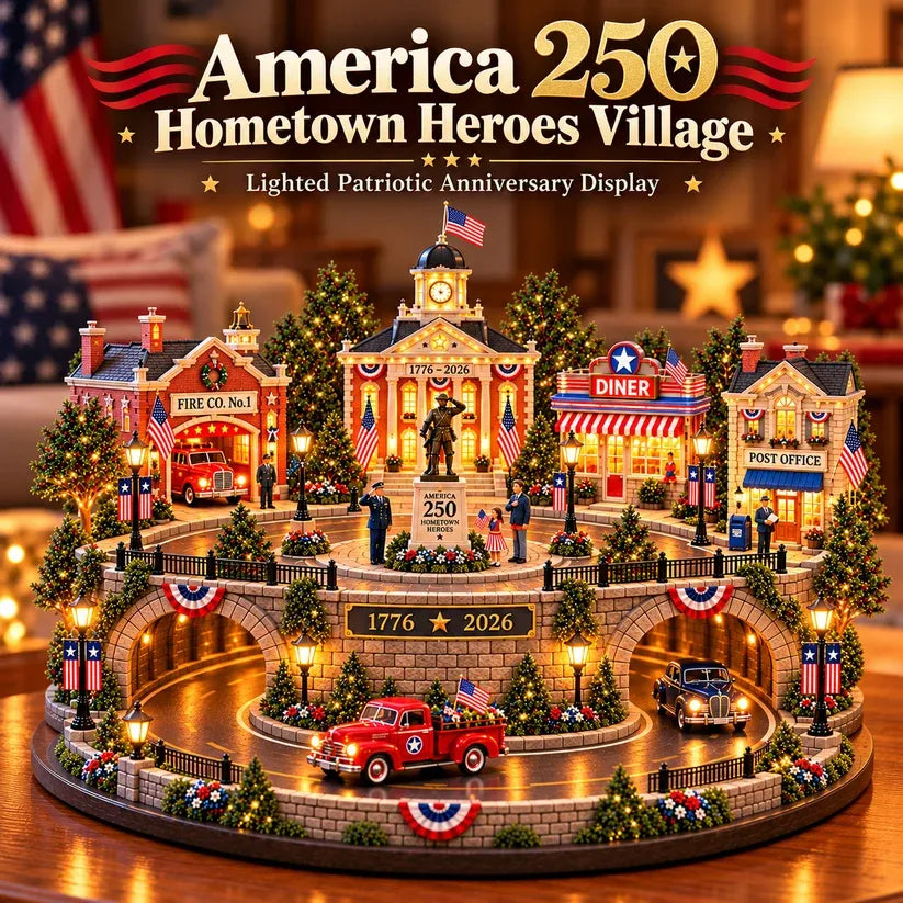 ⏰Limited Stock 50% OFF - 🚙 🇺🇸 America 250 Hometown Heroes – Lighted Veterans Tribute Village
