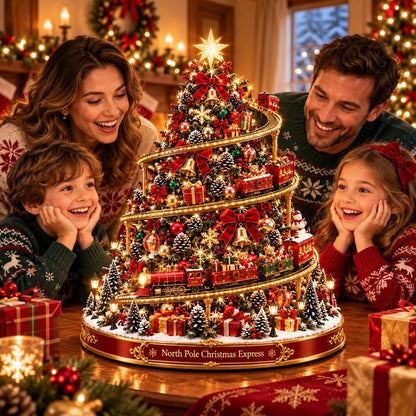 🔥 LAST DAY 50% OFF 🔥 North Pole Christmas Express Tree™ – Lighted Spiral Moving Train Christmas Tree Display 🎄🚂✨