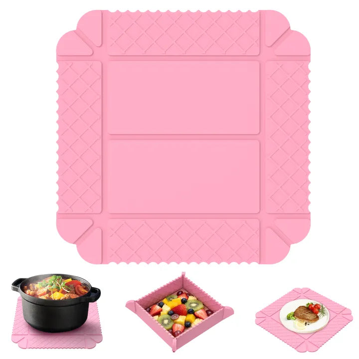 ✨ 3-in-1 Magnetic Silicone Trivet, Cutting Board & Foldable Serving Tray