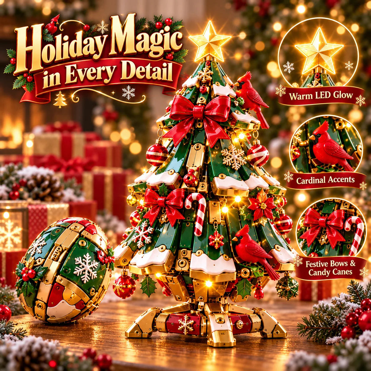 🥚🎄Egg-to-christmas Tree™ Magical Transforming Toy – Cardinal Christmas Tree Holiday Gift 🎁