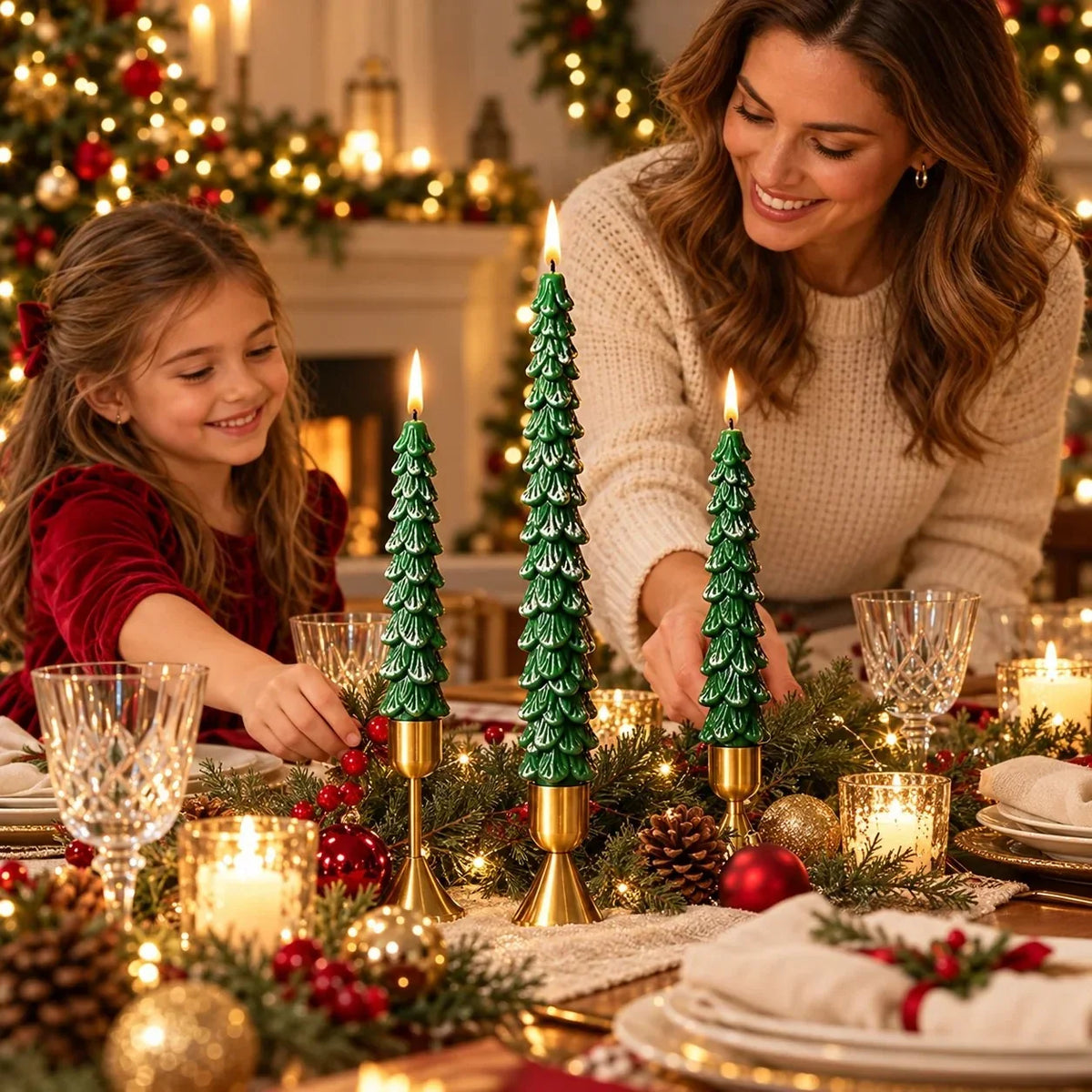 🎄 10-Inch Christmas Tree Candle – Add a Cozy Holiday Glow to Your Home! 🕯️🛒（Candlesticks not included）
