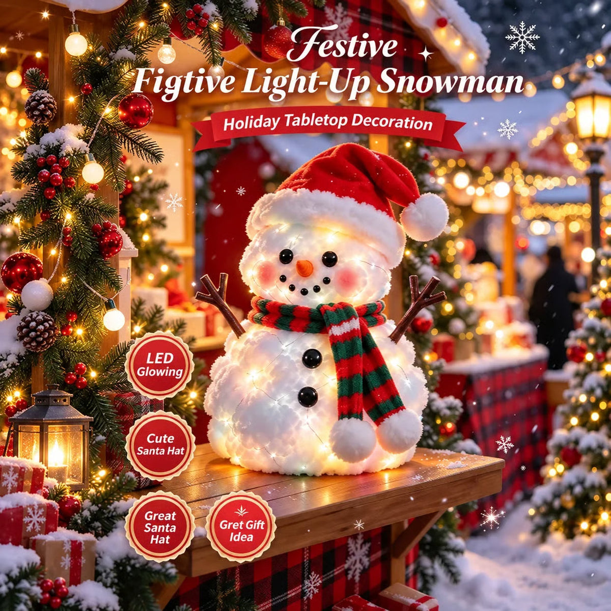 🔥 49% OFF | ⛄✨ Snowman Glow™ – Light-Up Christmas Plush Decor