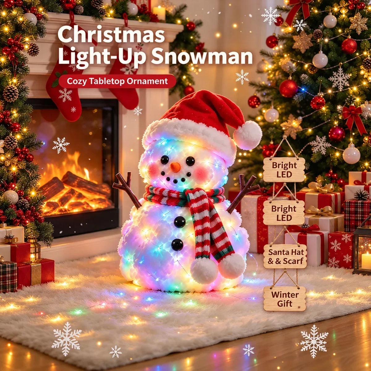 🔥 49% OFF | ⛄✨ Snowman Glow™ – Light-Up Christmas Plush Decor