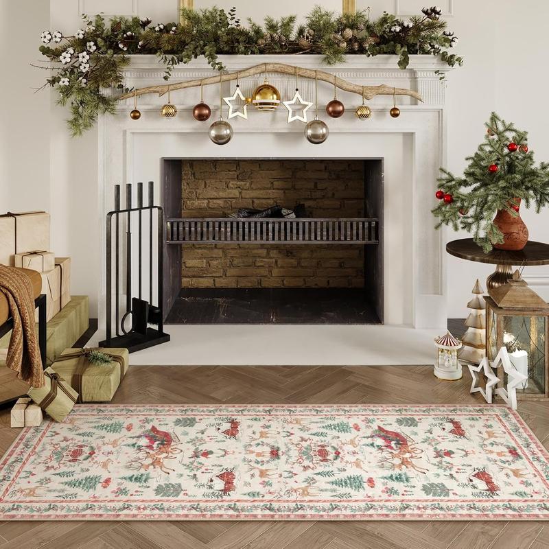 🎄✨ Washable Christmas Runner Rug – Soft Non-Slip Holiday Floor Mat for Kitchen & Hallway 🎅
