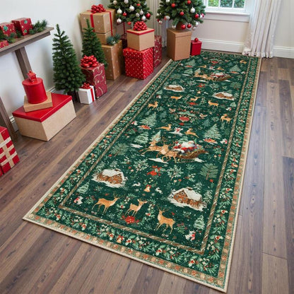 🎄✨ Washable Christmas Runner Rug – Soft Non-Slip Holiday Floor Mat for Kitchen & Hallway 🎅
