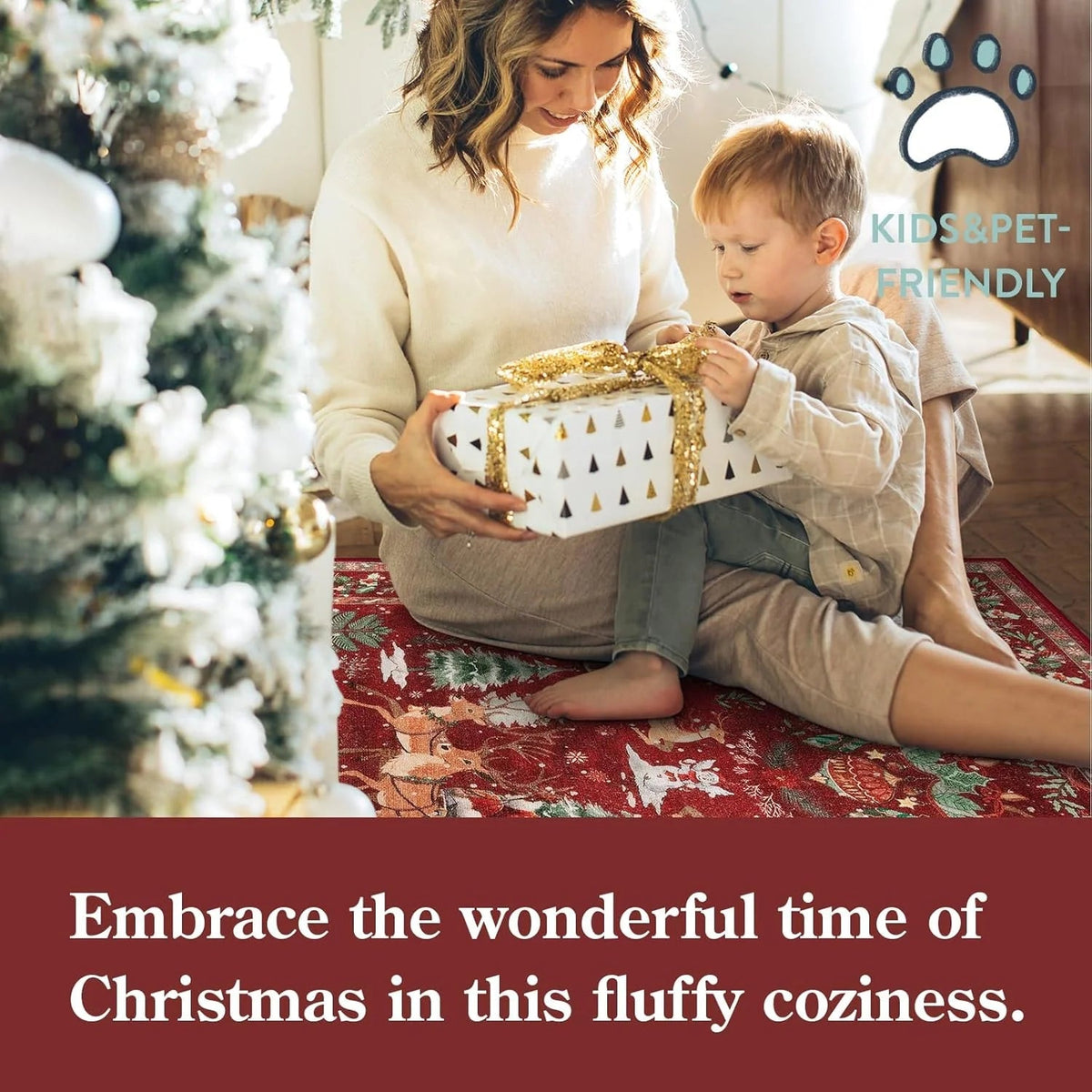 🎄✨ Washable Christmas Runner Rug – Soft Non-Slip Holiday Floor Mat for Kitchen & Hallway 🎅