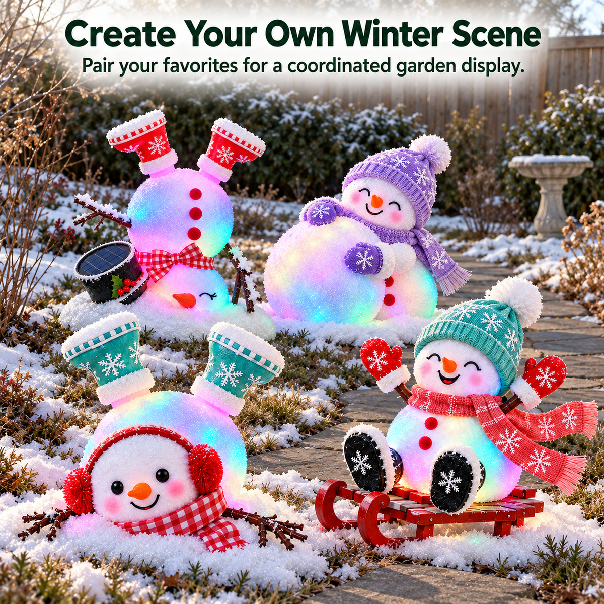 ☃️✨ Light-Up Christmas Snowman Decorations – 4 Adorable Styles to Brighten Your Holiday Garden! 🎄