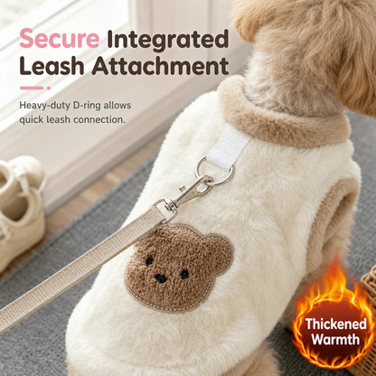 📢📢 50% OFF🐶Cozy Winter Pet Vest – Soft Plush with Adorable Bear Embroidery