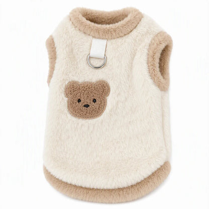 📢📢 50% OFF🐶Cozy Winter Pet Vest – Soft Plush with Adorable Bear Embroidery