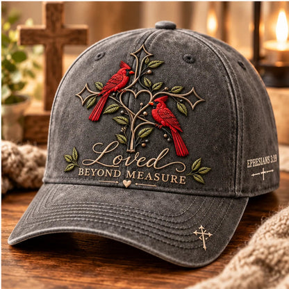 ✝️❤️ Loved Beyond Measure Cardinal Embroidered Cap – Christian Faith Hat 🕊️