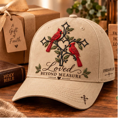 ✝️❤️ Loved Beyond Measure Cardinal Embroidered Cap – Christian Faith Hat 🕊️