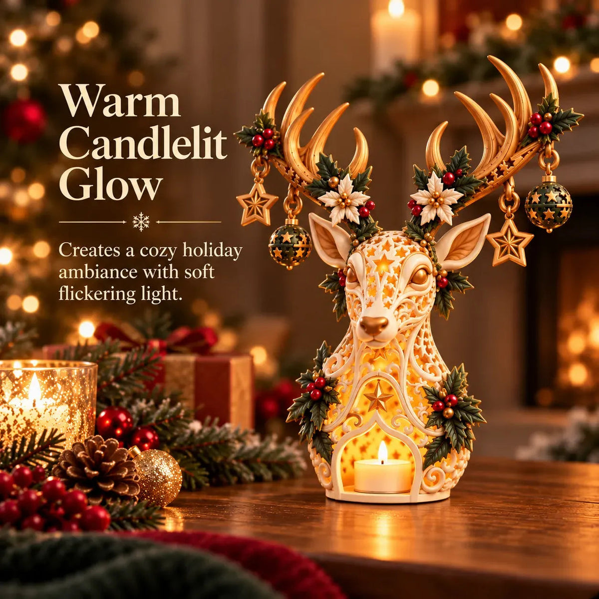 🦌 Starlit Reindeer Christmas Tealight Holder🔥