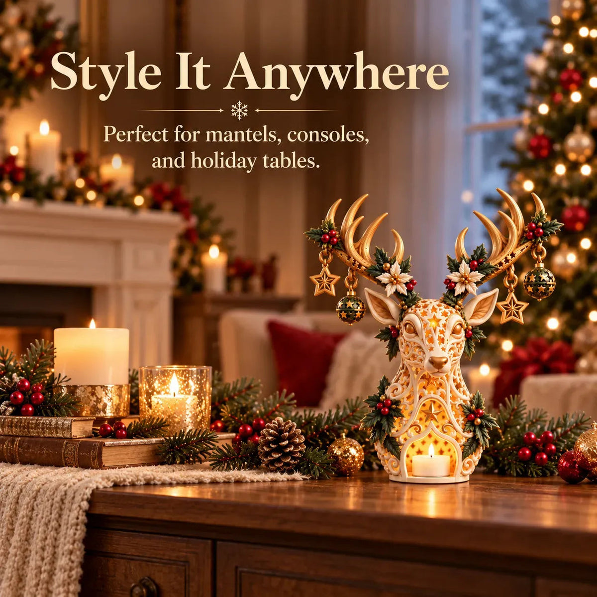 🦌 Starlit Reindeer Christmas Tealight Holder🔥