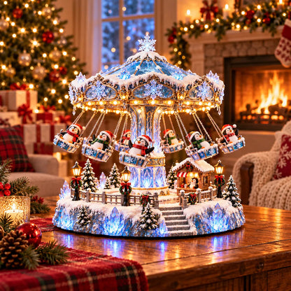 🎄 Christmas Sale 49% Off! 🐧 Penguin Winter Swing Carnival™ – Light-up Rotating Christmas Decoration ❄️✨