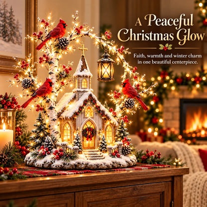 🐦⛪ Cardinals at the Chapel Glow | Lighted Christmas Lantern Tree ✨