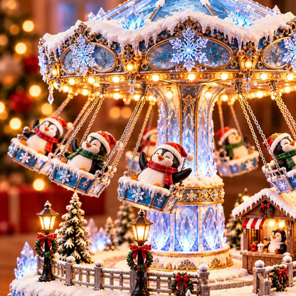 🐧 Penguin Winter Swing Carnival – Light-Up Rotating Christmas Decoration ❄️✨
