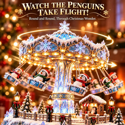 🐧 Penguin Winter Swing Carnival – Light-Up Rotating Christmas Decoration ❄️✨