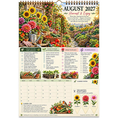 2027 Four Seasons Gardening Calendar & Monthly Planner – A4 Wall Calendar with Planting Guide, Garden Tasks & Plant Labels | ATTROBUY™