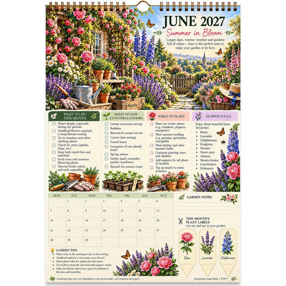 2027 Four Seasons Gardening Calendar & Monthly Planner – A4 Wall Calendar with Planting Guide, Garden Tasks & Plant Labels | ATTROBUY™