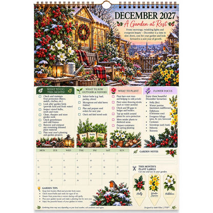 2027 Four Seasons Gardening Calendar & Monthly Planner – A4 Wall Calendar with Planting Guide, Garden Tasks & Plant Labels | ATTROBUY™