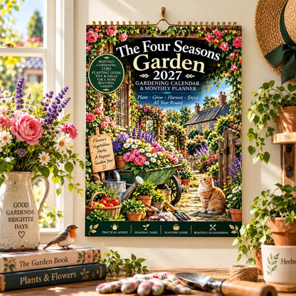 2027 Four Seasons Gardening Calendar & Monthly Planner – A4 Wall Calendar with Planting Guide, Garden Tasks & Plant Labels | ATTROBUY™