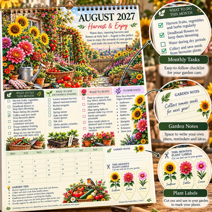 2027 Four Seasons Gardening Calendar & Monthly Planner – A4 Wall Calendar with Planting Guide, Garden Tasks & Plant Labels | ATTROBUY™