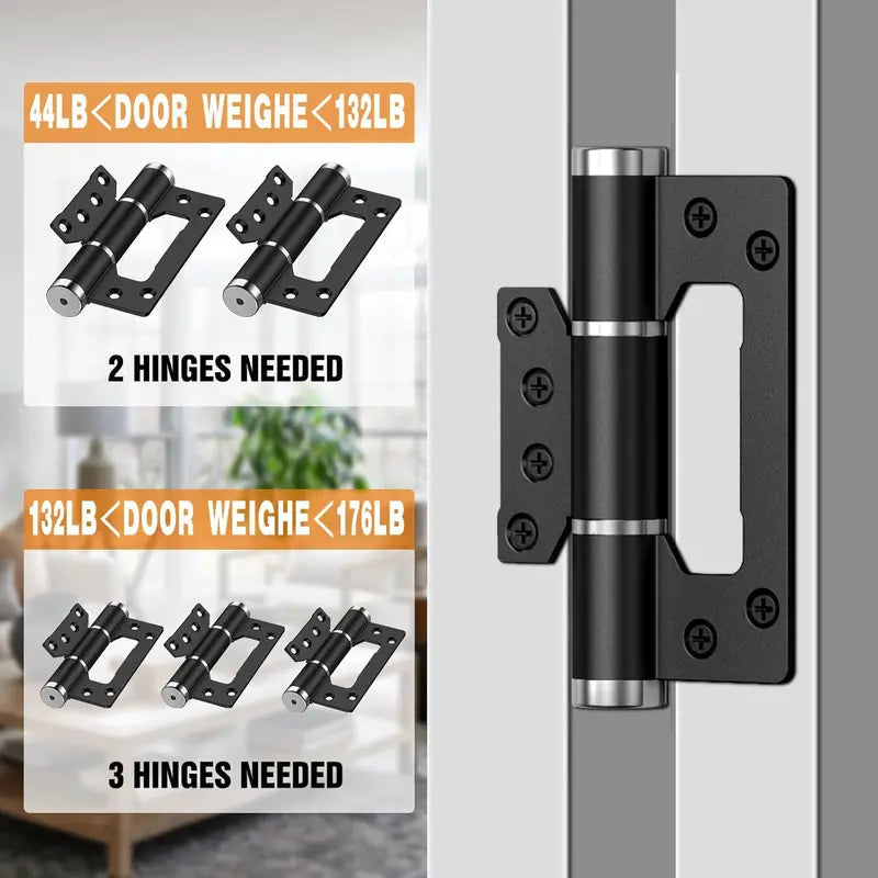 5' Self Closing Hinges, Soft Close Non Mortise, Heavy Duty Aluminum,2pk