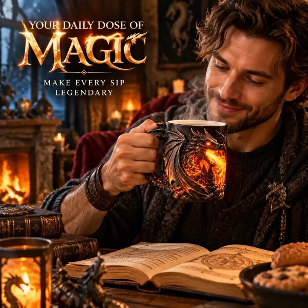 🔥 Last Day 49% OFF - 🐉 Dragonfire 3D Heat-Reveal Magic Mug | Add a Hot Drink. Awaken the Dragon.🔥
