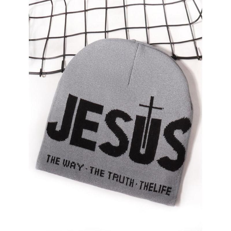 Unisex Y2K Heart & Cross Jacquard Knit Beanie Cap for Cold Weather