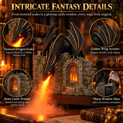 ✨🐉 Drachen-Luftbefeuchter mit Flammeneffekt – Mystischer Fantasy-Nebel für Ihre Leseecke