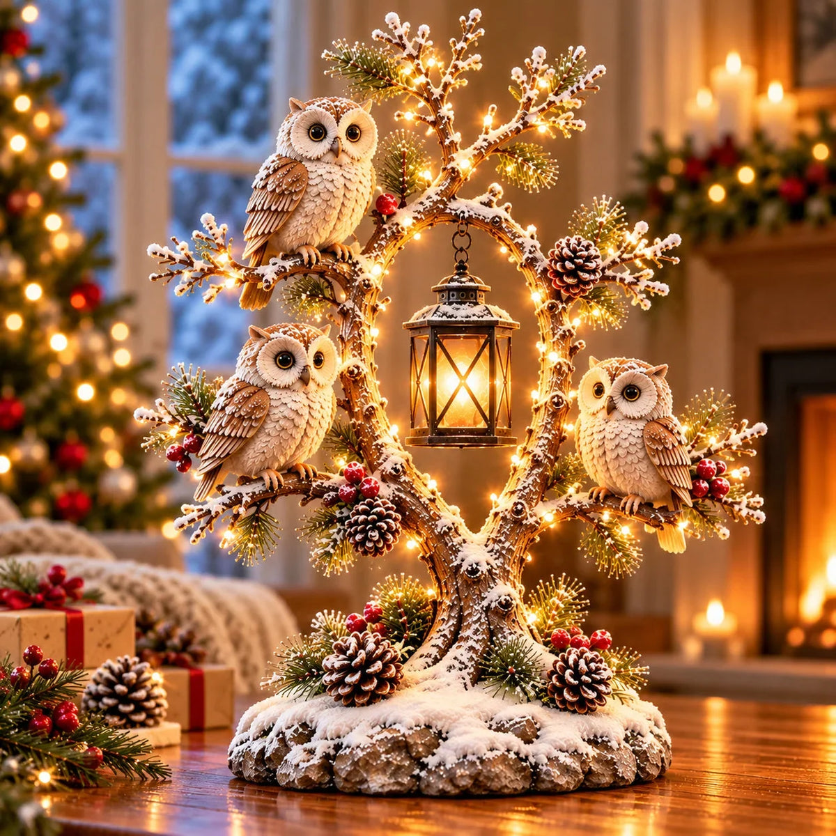 🔥 LAST DAY 50% OFF 🔥🦉✨ Guardians of the Winter Night — Glowing Owl Woodland Lantern