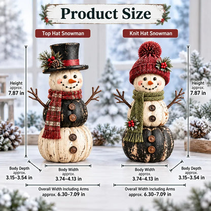 ☃️ Vintage Pumpkin Snowman Duo – Rustic Black & Ivory Farmhouse Christmas Decor