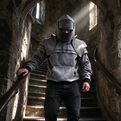 ⚔️ Medieval Knight Armor Hoodie – 2-in-1 Cosplay & Streetwear Pullover 🛡️