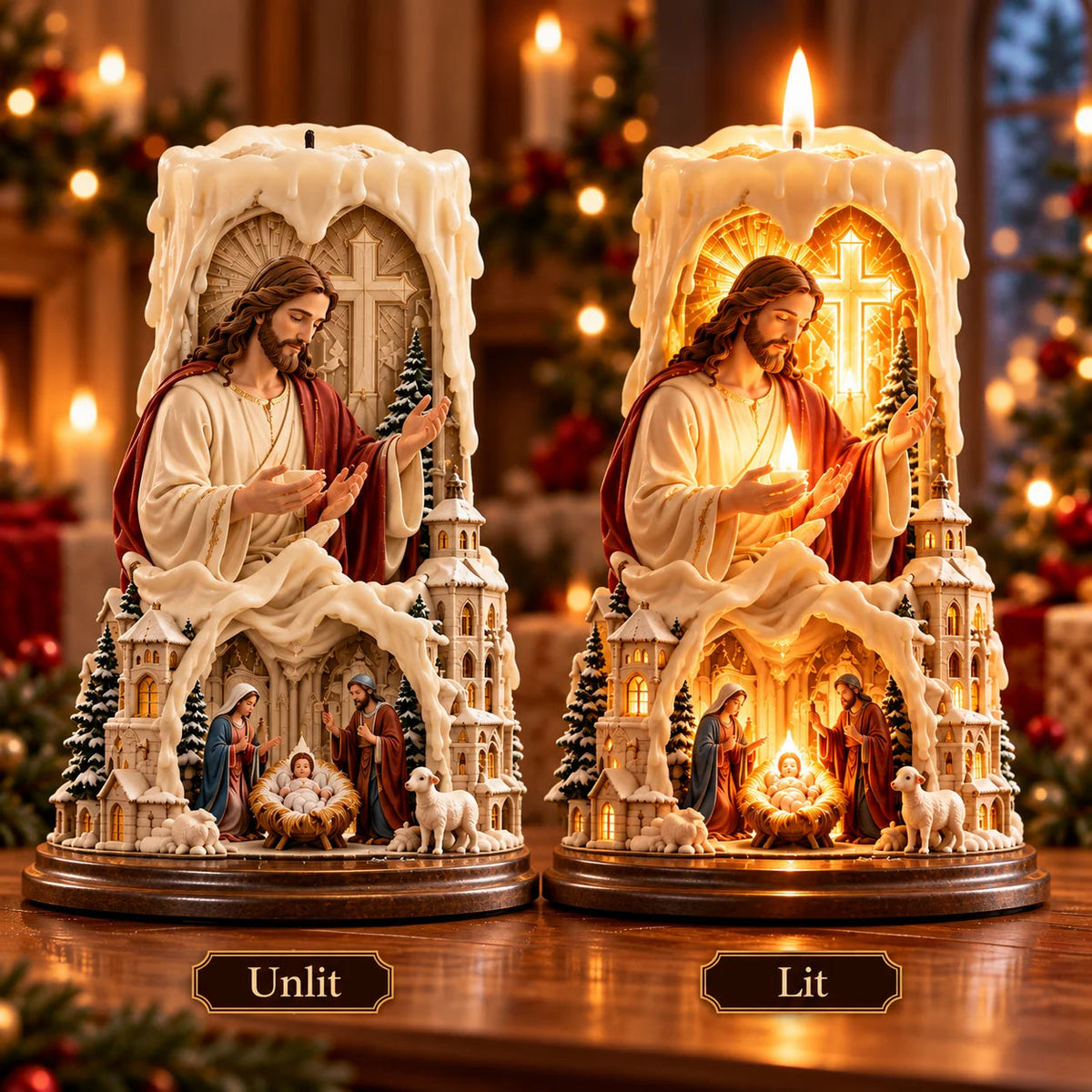 🔥LAST DAY 50%✝️✨ Jesus Light of Faith™ – 3D Jesus Nativity Scented Candle with Glowing Cross | Christian Christmas Gift of Faith, Hope & Love