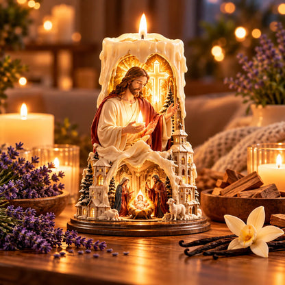 🔥LAST DAY 50%✝️✨ Jesus Light of Faith™ – 3D Jesus Nativity Scented Candle with Glowing Cross | Christian Christmas Gift of Faith, Hope & Love
