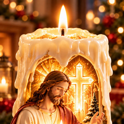 🔥LAST DAY 50%✝️✨ Jesus Light of Faith™ – 3D Jesus Nativity Scented Candle with Glowing Cross | Christian Christmas Gift of Faith, Hope & Love