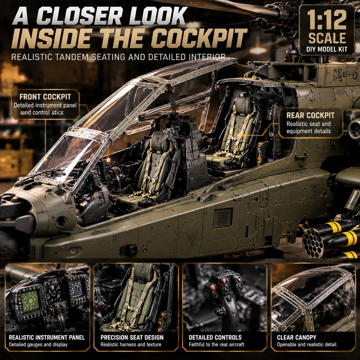 🔥LAST DAY 70% OFF🚁Attack Helicopter Model Kit – Build Your Own Military Aviation Legend