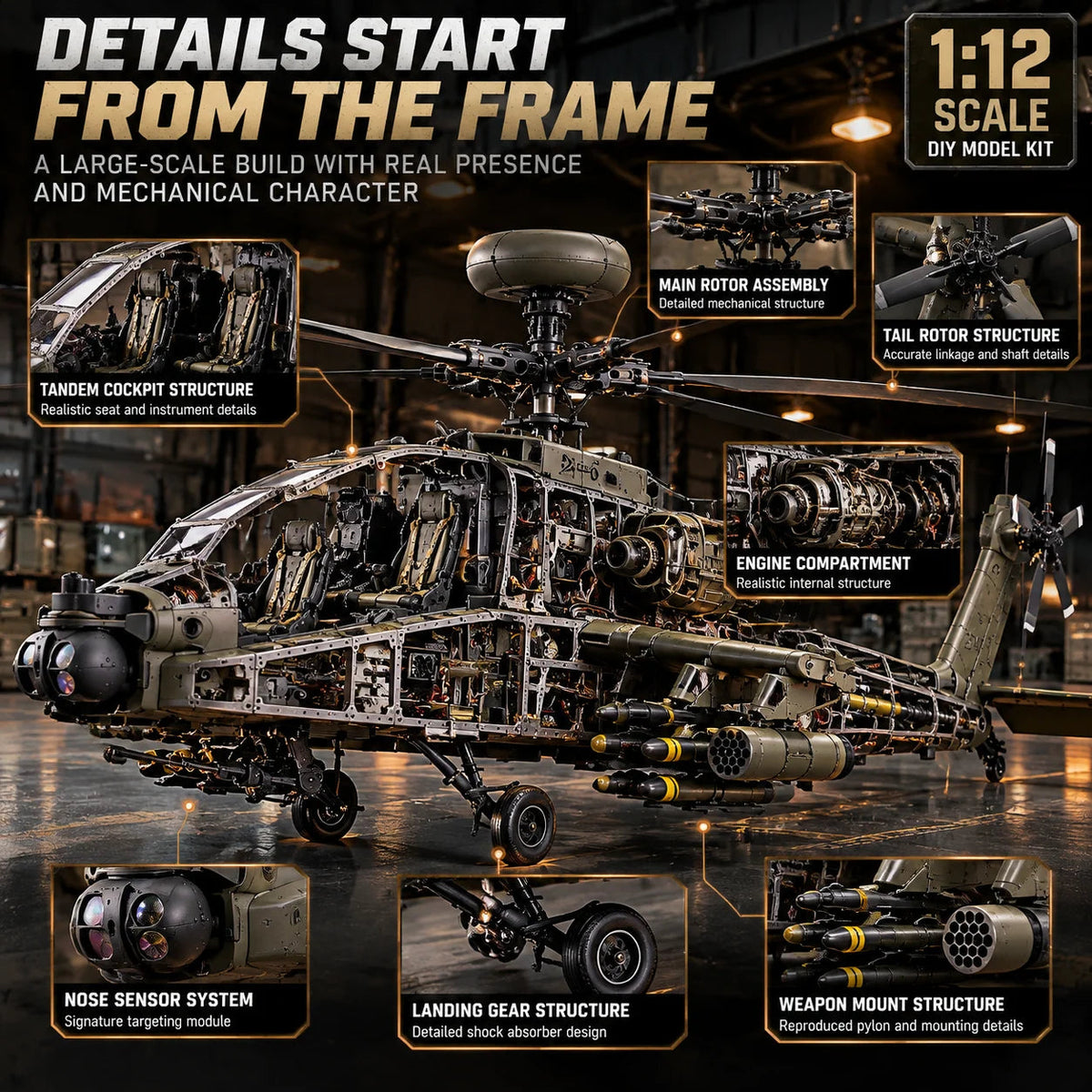 🔥LAST DAY 70% OFF🚁Attack Helicopter Model Kit – Build Your Own Military Aviation Legend